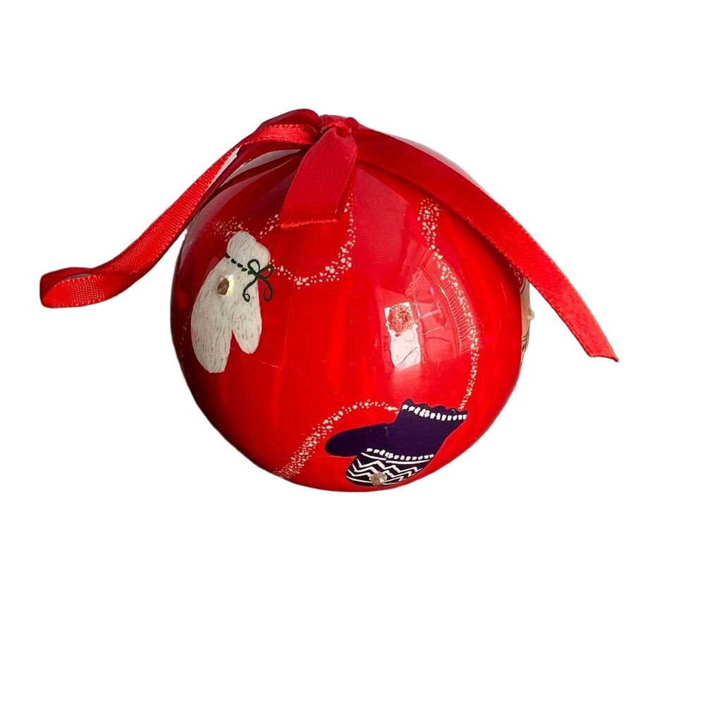 Multicolor mitten glove mitten red round ball Christmas ornament